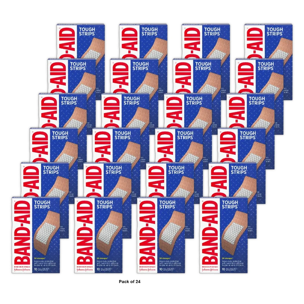 Band-Aid Brand Tough Strips Adhesive Wound Bandage Extra Large 10 Ct (Pack of 24)