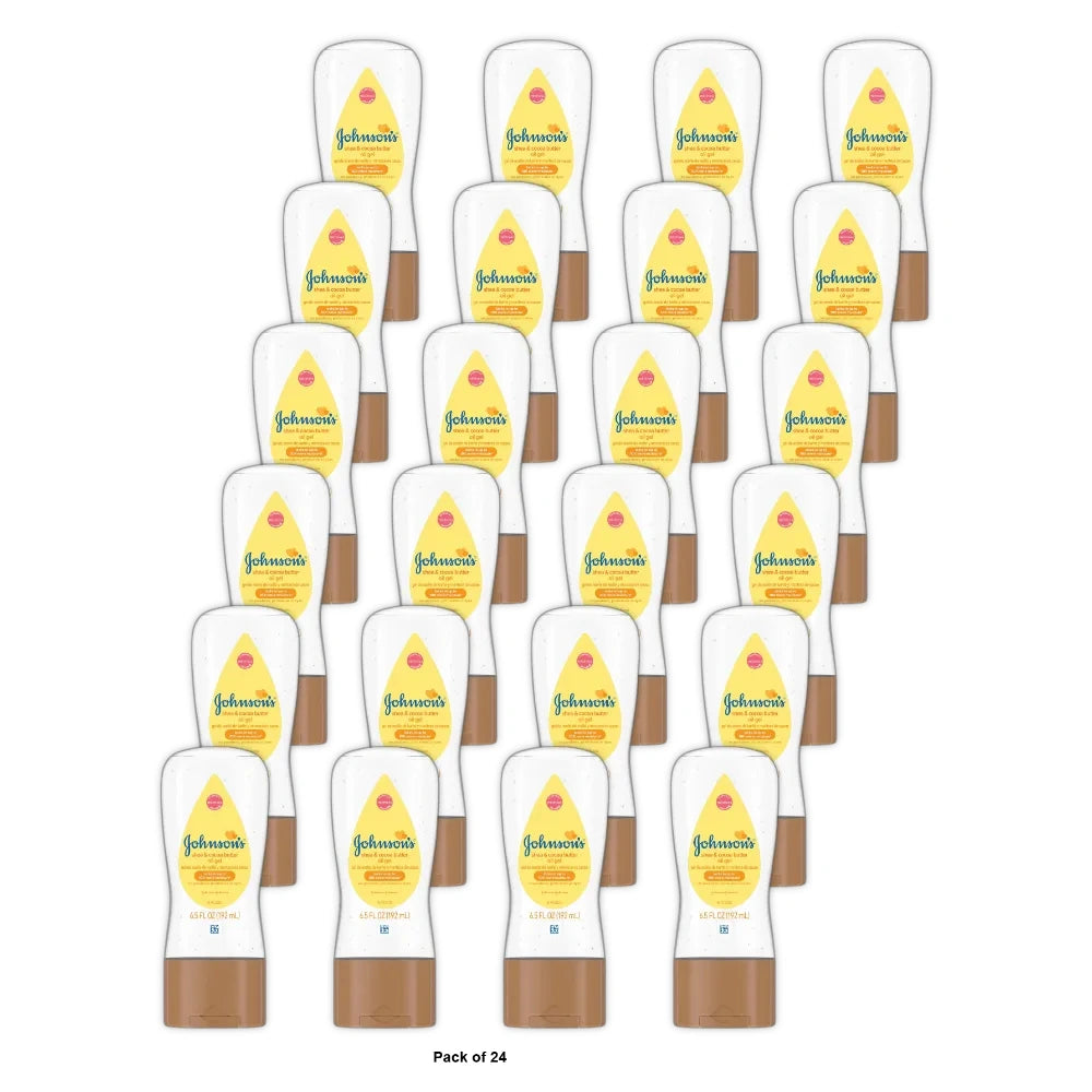 Johnson's Baby Oil Gel Enriched with Shea and Cocoa Butter, Great for Baby Massa 6.5 fl Oz(Pack of 24)