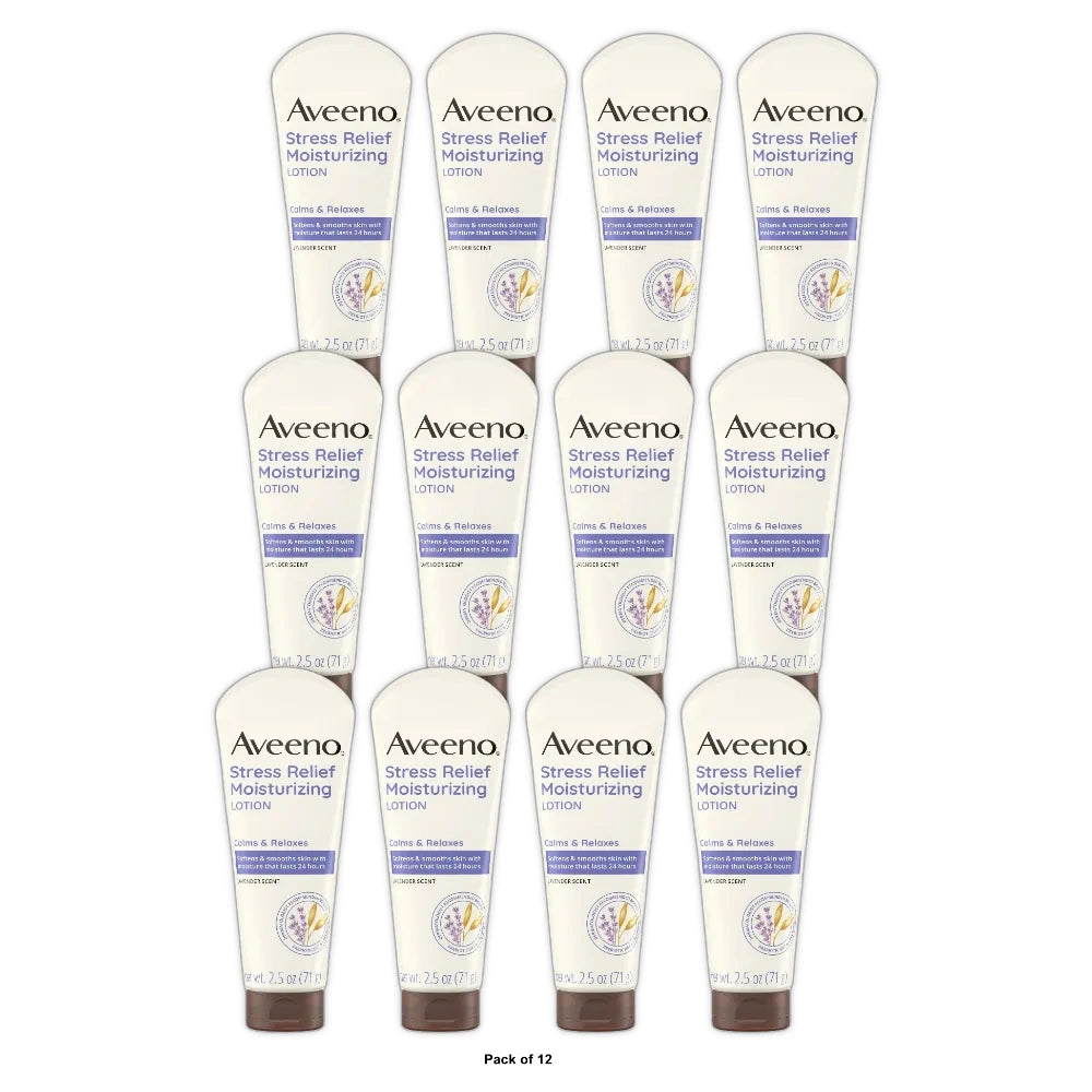 Aveeno Stress Relief Moisturizing Lotion Lavender Scent 2.5 fl.Oz (Pack of 12)