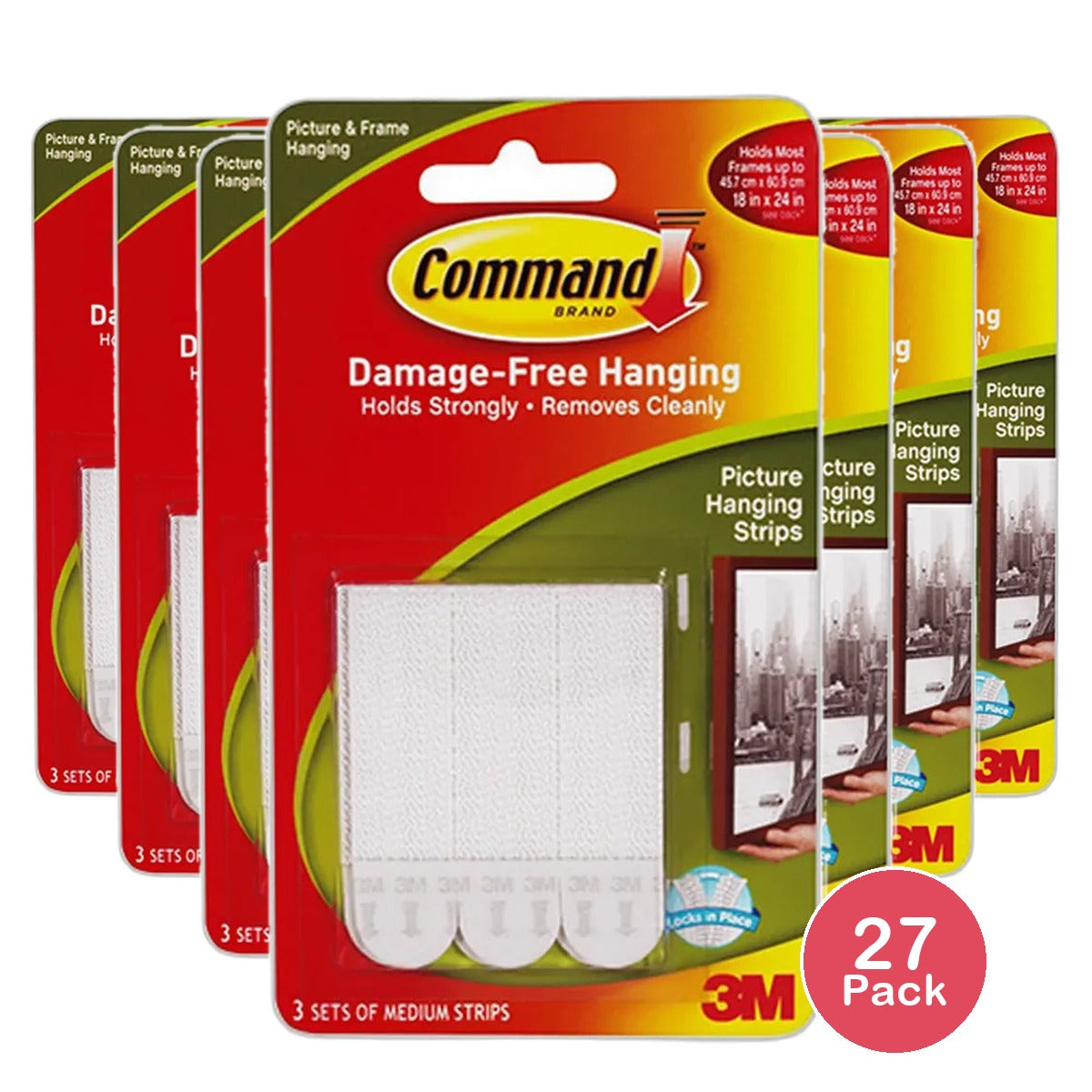 3M Command Medium Picture Hanging Strips 0.8Oz (Pack of 27)