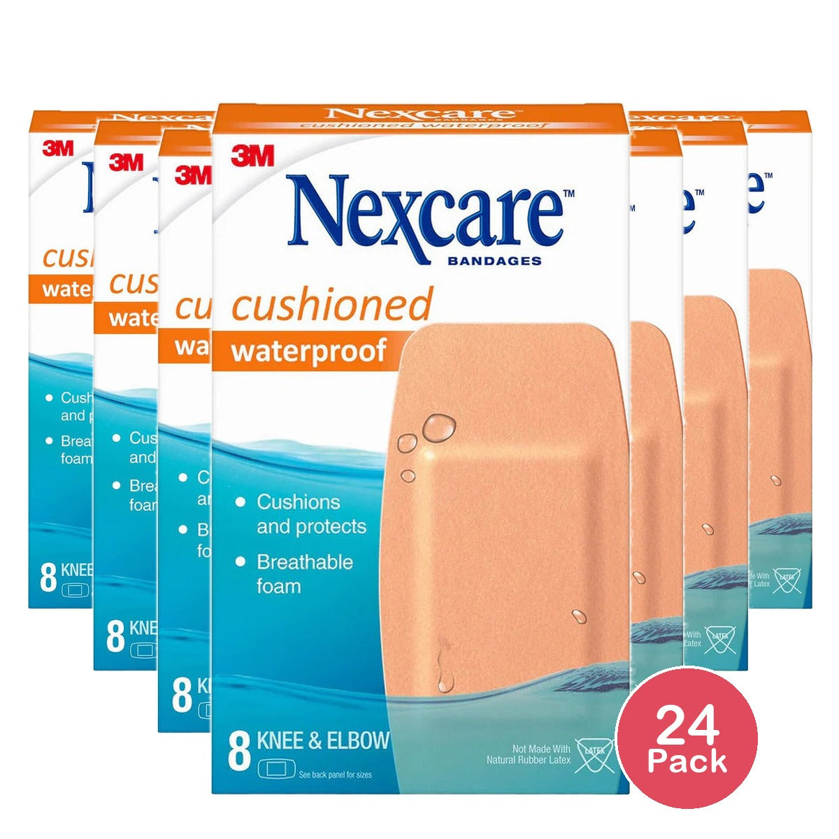 3M Nexcare Active Waterproof Bandages Knee/Elbow (Pack of 24)