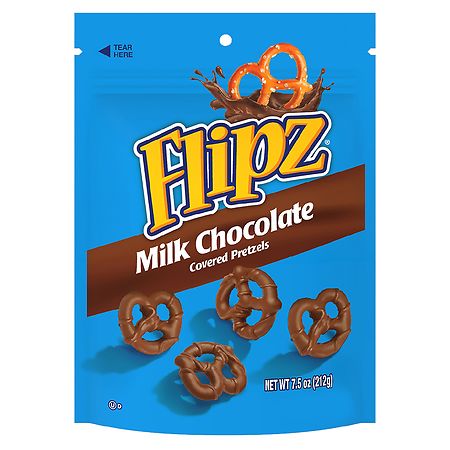 Flipz Milk Chocolate Covered Pretzels 7.5 oz (Pack of 8)