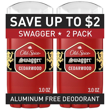 Old Spice Red Collection Solid Deodorant for Men Swagger Scent - Aluminum-Free 3.0 oz (Pack of 6)