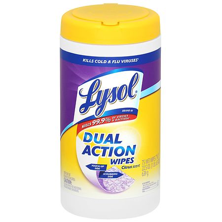 Lysol Dual Action Disinfecting Wipes Citrus 0.01Oz (Pack Of 6)