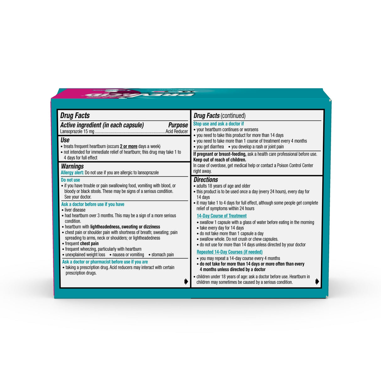 Prevacid 24 HR Lansoprazole Acid Reducer Delayed-Release 15 mg- PPI for Complete 1.6 Oz (Pack of 36)