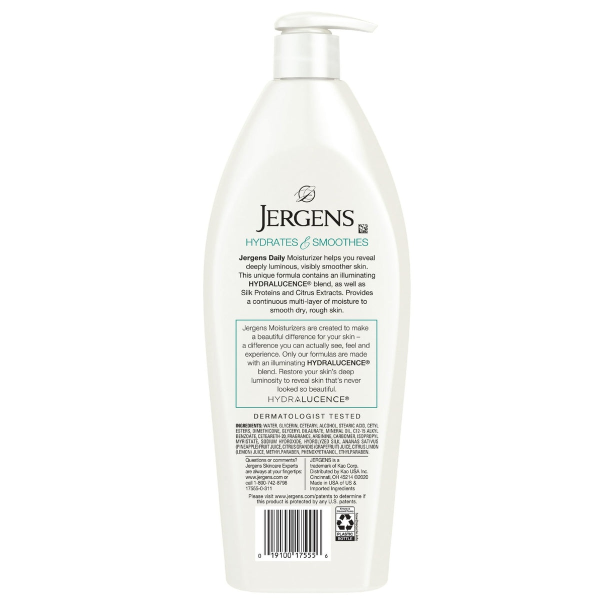 Jergens Daily Moisture Body Lotion with Hydralucence Blend Dry Skin Moisturizer 21 oz(Pack of 4)