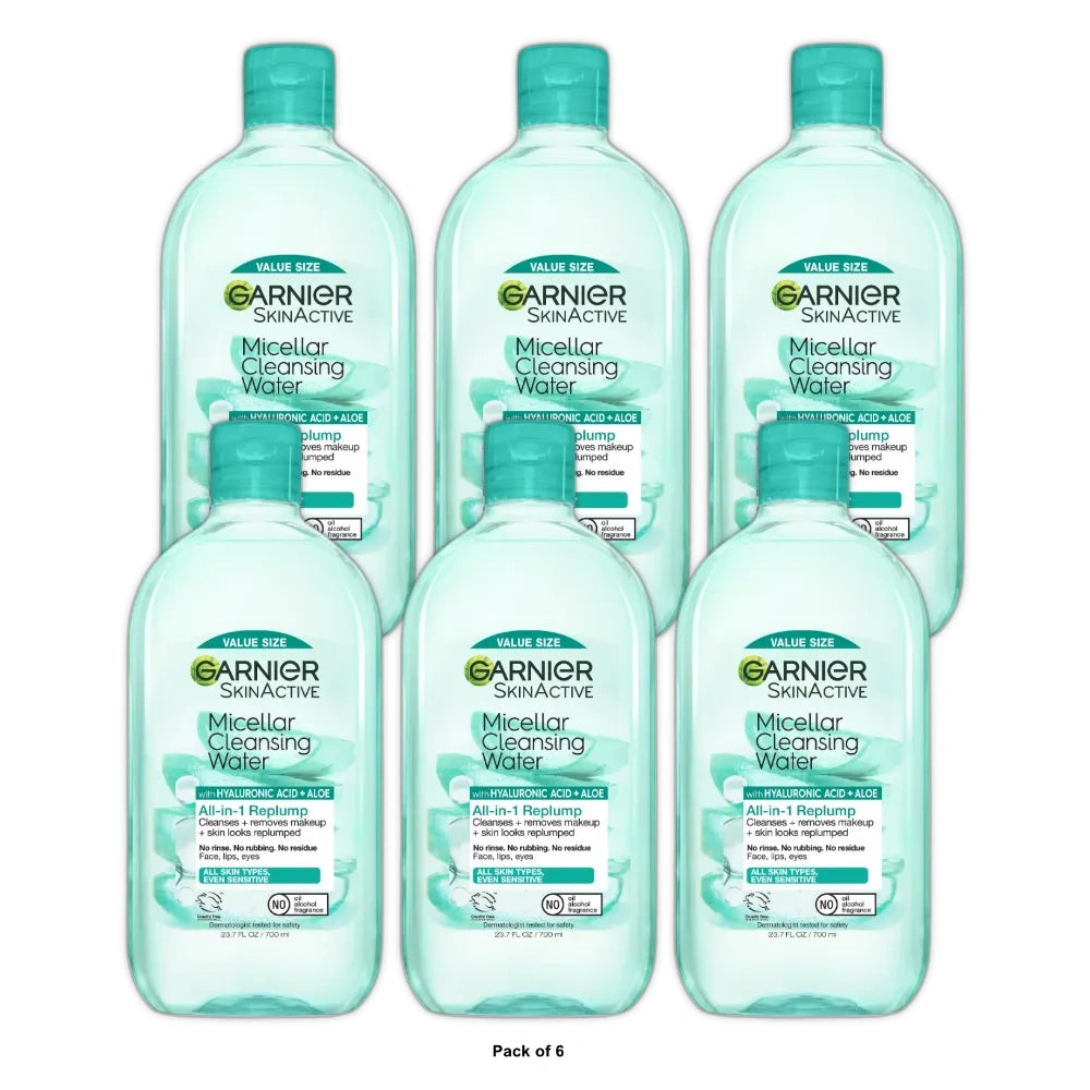 Garnier SkinActive Micellar Cleansing Water with Hyaluronic Acid Adult Value S 23.7 fl oz (Pack of 6)