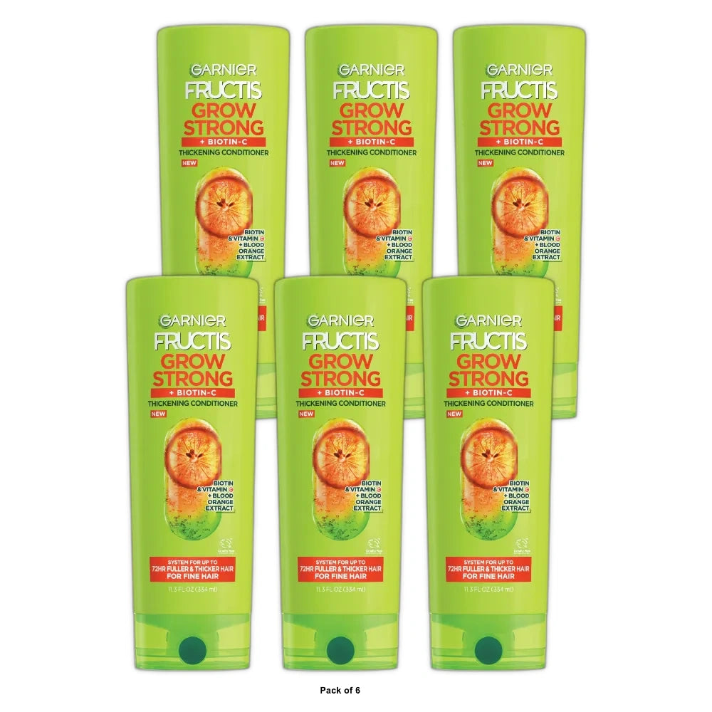 Garnier Fructis Grow Strong All Hair Types Thickening Squeeze Conditioner with B 11.3 fl oz(Pack of 6)