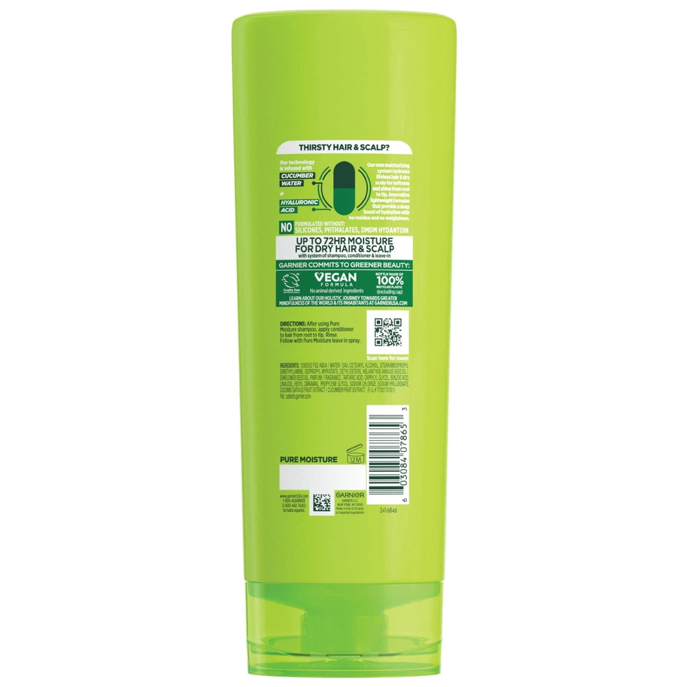 Garnier Fructis Pure Moisture Conditioner for Dry Hair with Hyaluronic Acid 11.3 fl oz (Pack of 6)