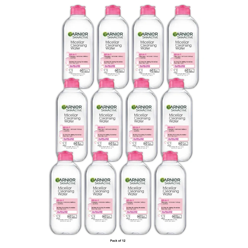 Garnier Micellar Water Hydrating Facial Cleanser & Makeup Remover - Basic Cleans 13.5 fl oz (Pack of 12)