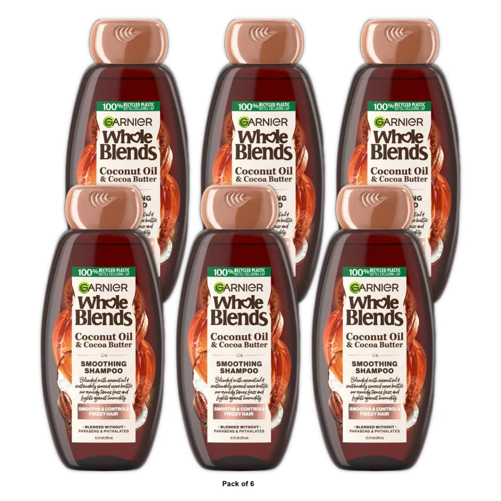 Garnier Whole Blends Frizz Control Nourishing Daily Shampoo All Hair Types 12.5 fl oz (Pack of 6)