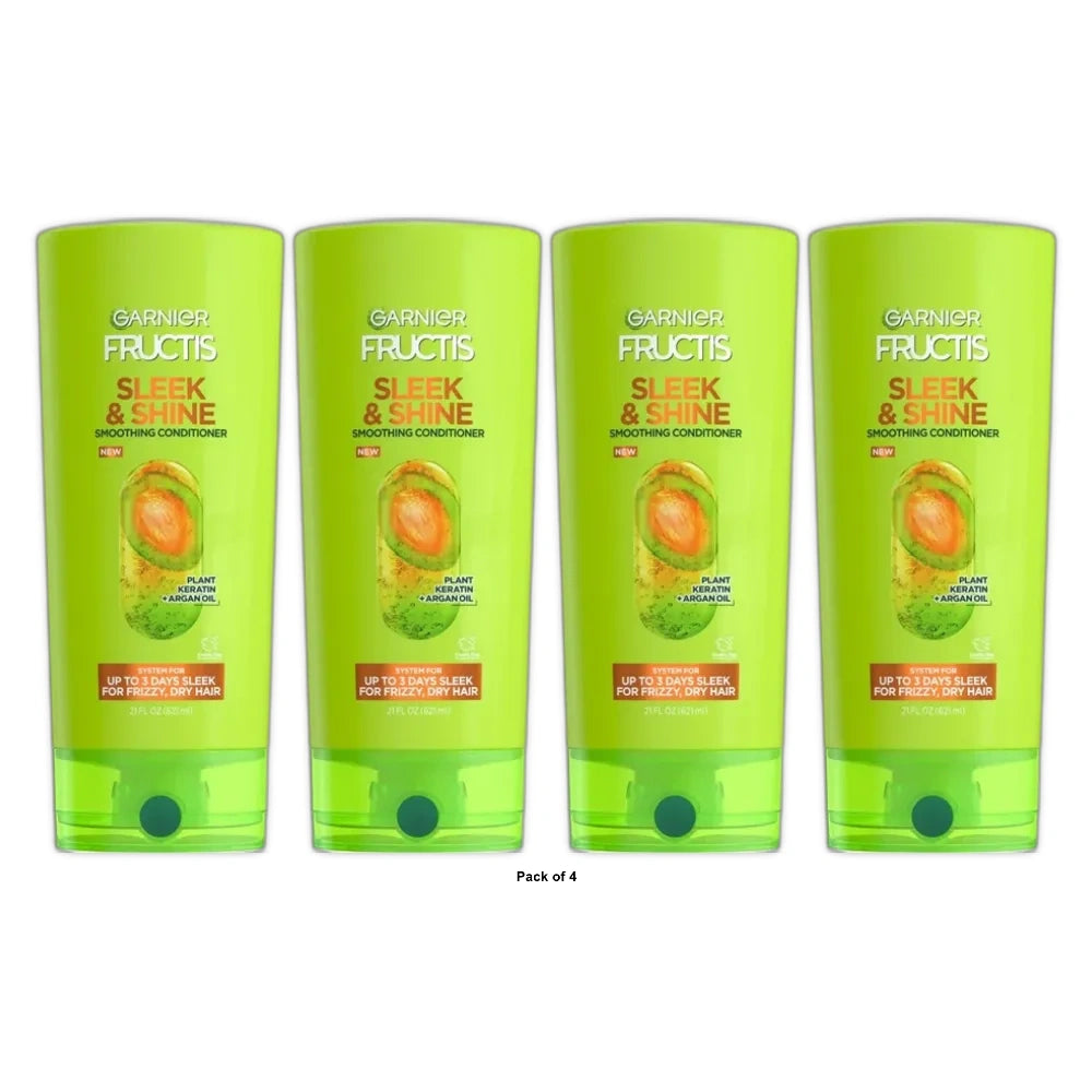 Garnier Fructis Sleek & Shine Conditioner for Frizzy, Dry, Unmanageable Hair - 21 fl oz(Pack of 4)