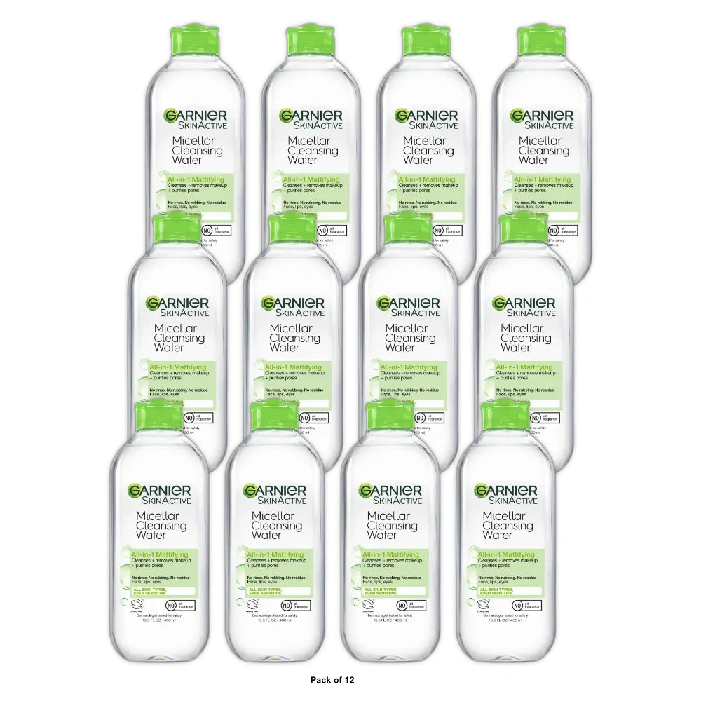 Garnier Mattifying Micellar Water Makeup Remover for Oily Skin 13.5 fl. oz (Pack of 12)