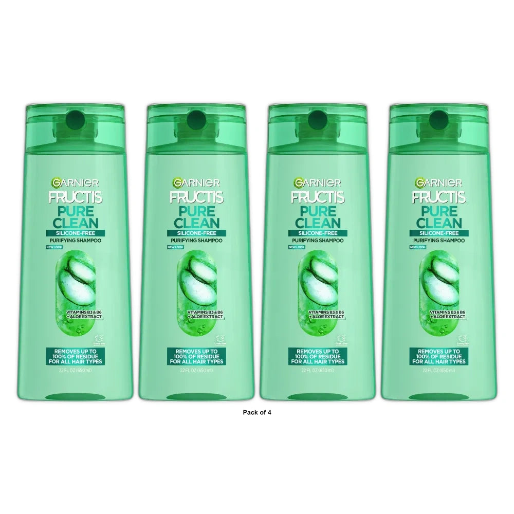 Garnier Fructis Pure Clean Purifying Shampoo with Vitamins B3 & B6 22 fl oz (Pack of 4)