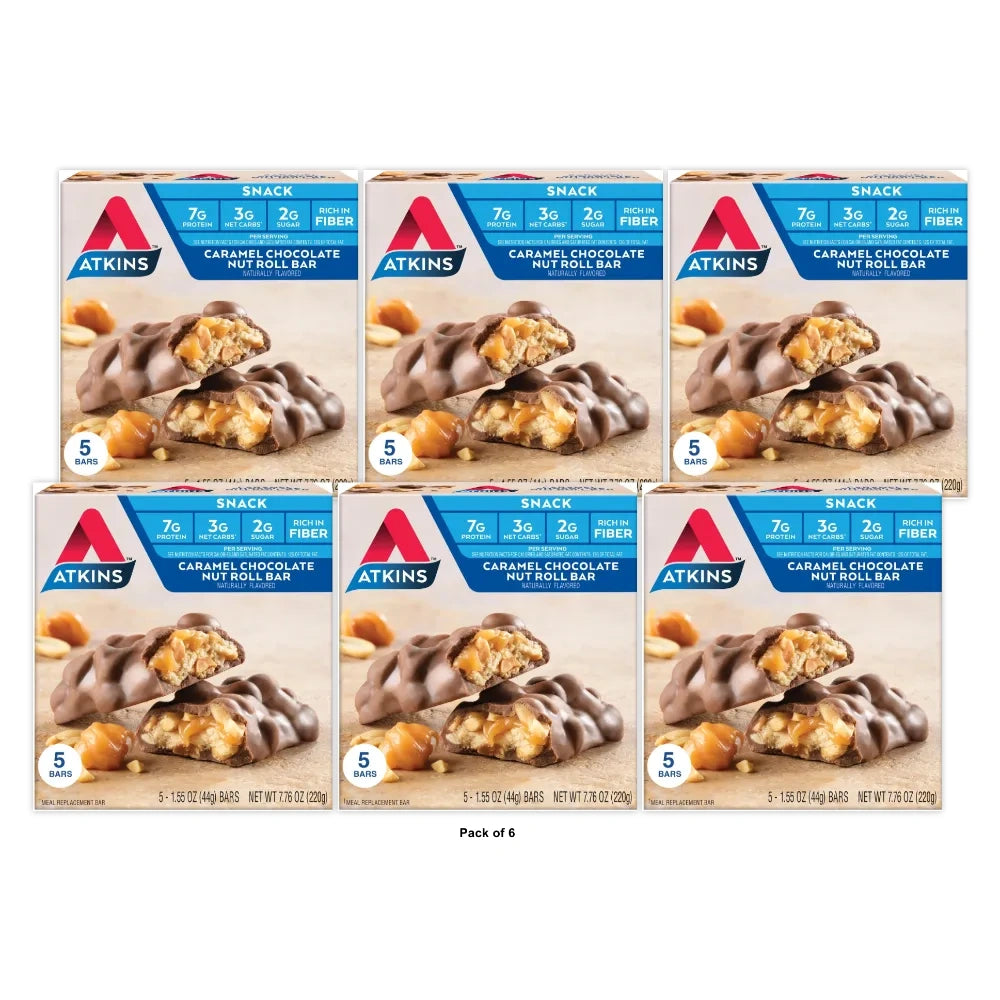 Atkins Snack Bar Caramel Chocolate Nut Roll - 5ct 7.76 Oz (Pack of 6)