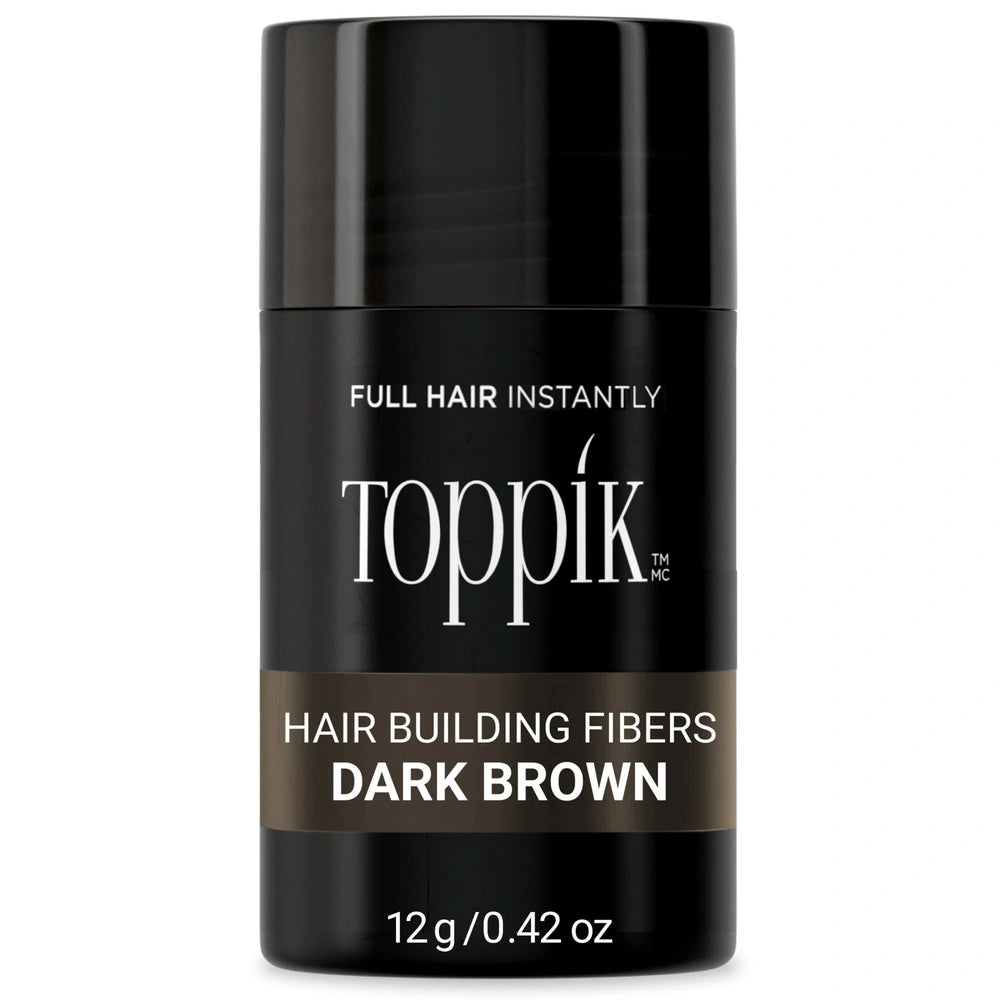 Toppik Hair Building Fibers, Dark Brown Hair Fibers, Hair Thickener for Thinning (Pack of 12)