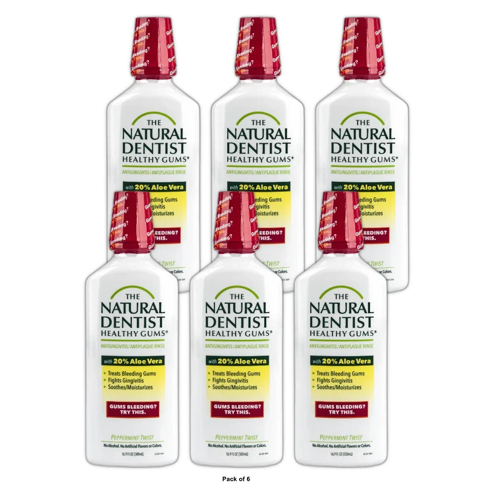 The Natural Dentist Healthy Gums Antigingivitis Rinse Peppermint Twist 16.9 OZ (Pack of 6)