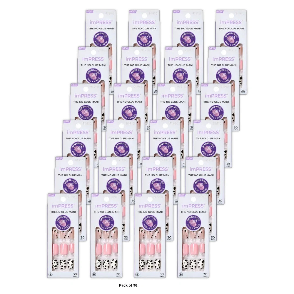 KISS imPRESS Press on Nails One Chance Pink Short Squoval 30 Count (Pack of 36)