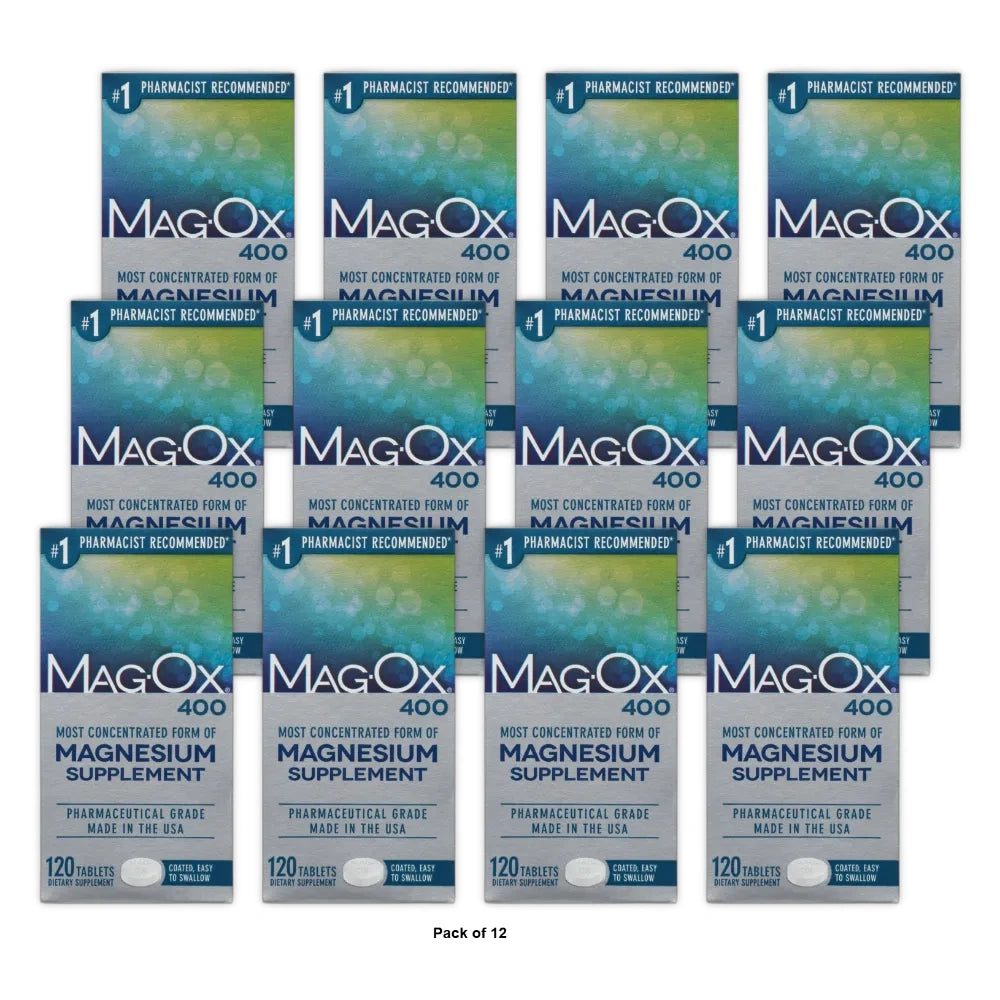 MagOx 400 Magnesium Supplement Tablets, 482.6 mg, 120-Count Bottles 2.4 Oz (Pack of 12)