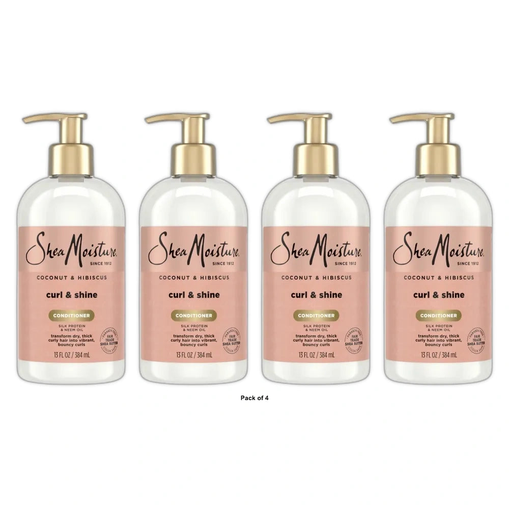 SheaMoisture Curl and Shine Conditioner for Thick Curly Hair Coconut and Hibiscu 13 OZ (Pack of 4)