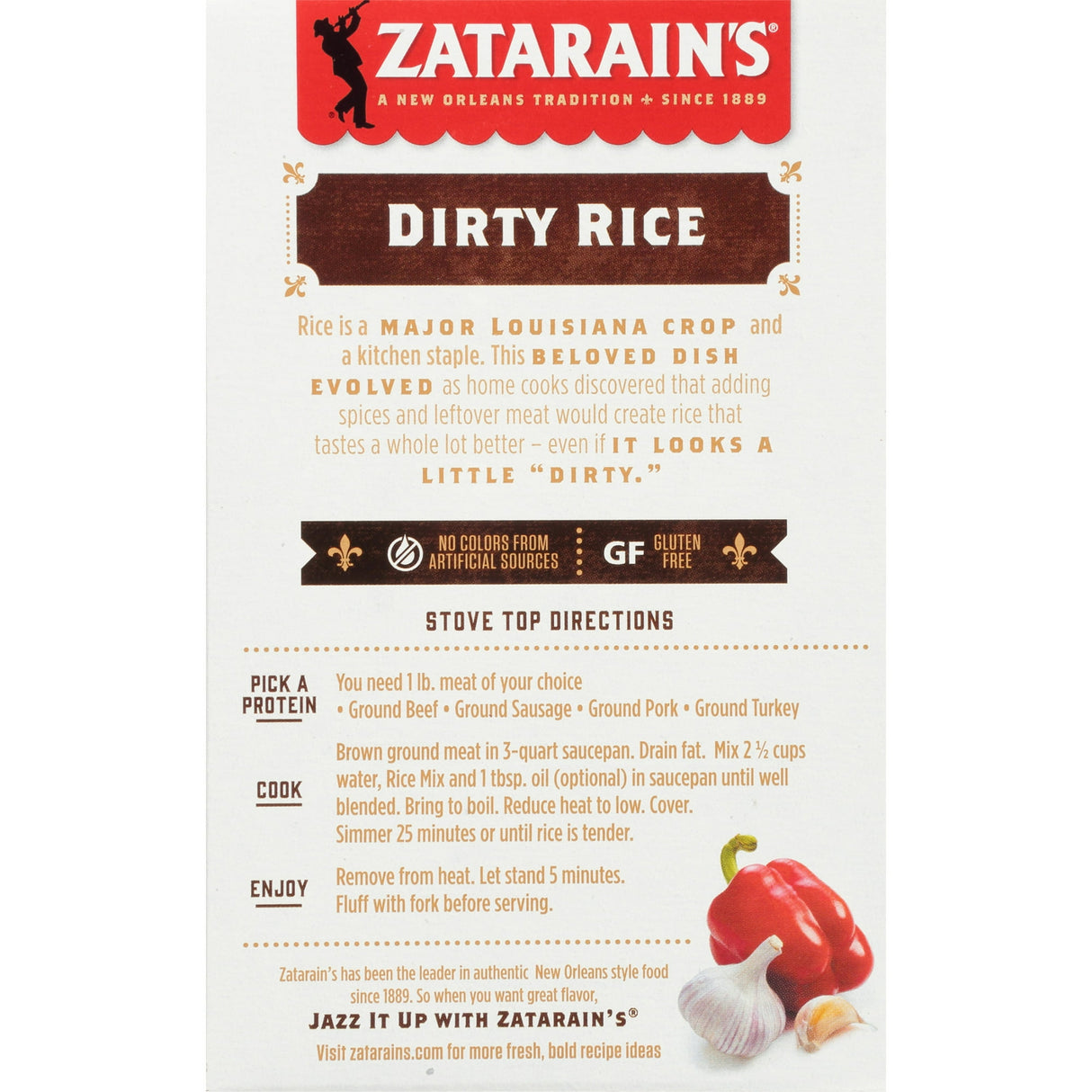 Zatarain s No Artificial Flavors Gluten Free Dirty Rice Dinner Mix Box 8 oz (Pack of 12)
