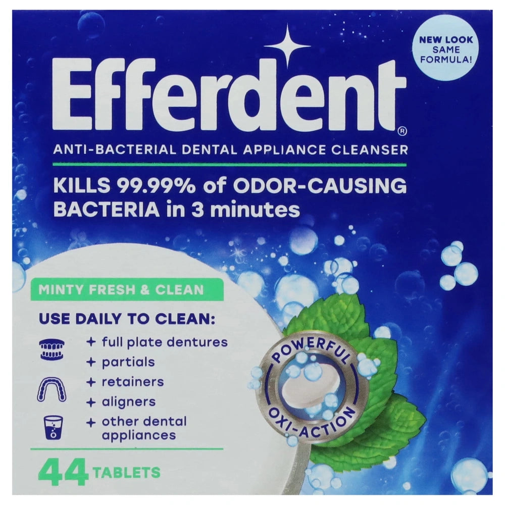Efferdent Retainer & Denture Cleaner Tablets Minty Fresh & Clean 44 Count 16 oz (Pack of 6)