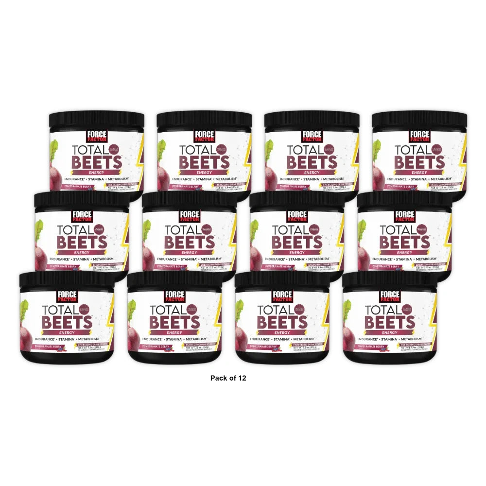 Force Factor Total Beets Energy Powder Pomegranate Berry - 7.5 oz (Pack of 12)