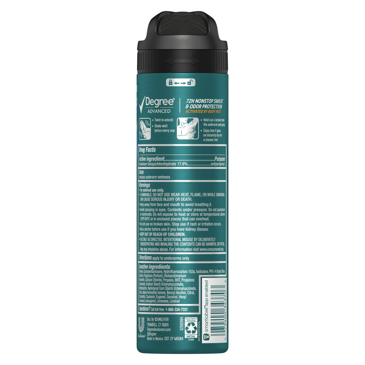 Degree Men Advanced Motionsense Cool Rush 72-Hour Antiperspirant & Deodorant Dry 3.8 OZ (Pack of 12)