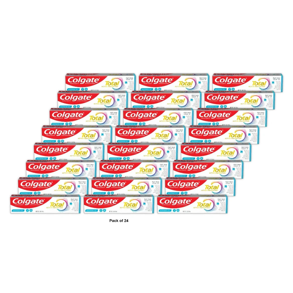 Colgate Total Active Prevention Whitening Gel Toothpaste 5.1 Oz (Pack of 24)
