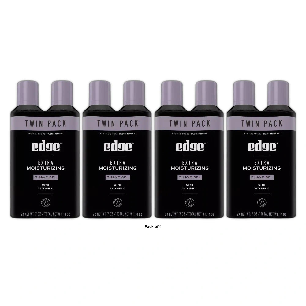 Edge Extra Moisturizing Mens Shave Gel Twin Pack 14 Made with Vitamin E to 14 fl oz(Pack of 4)