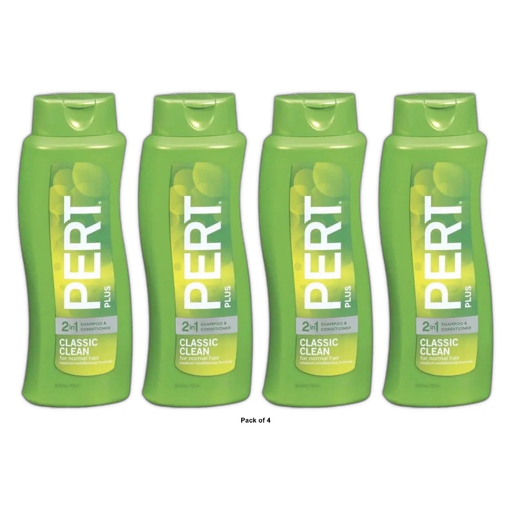 Pert Plus 2in1 Shampoo + Conditioner, Medium, for Normal Hair, 25.4 fl oz (Pack of 4)
