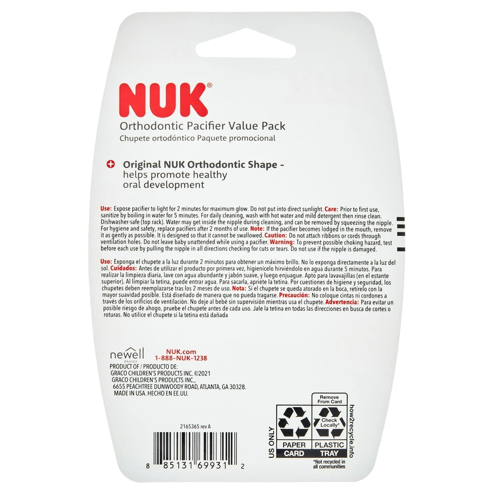Nuk Orthodontic Pacifiers, 6 to 18 Months, Assorted, (Pack of 12)