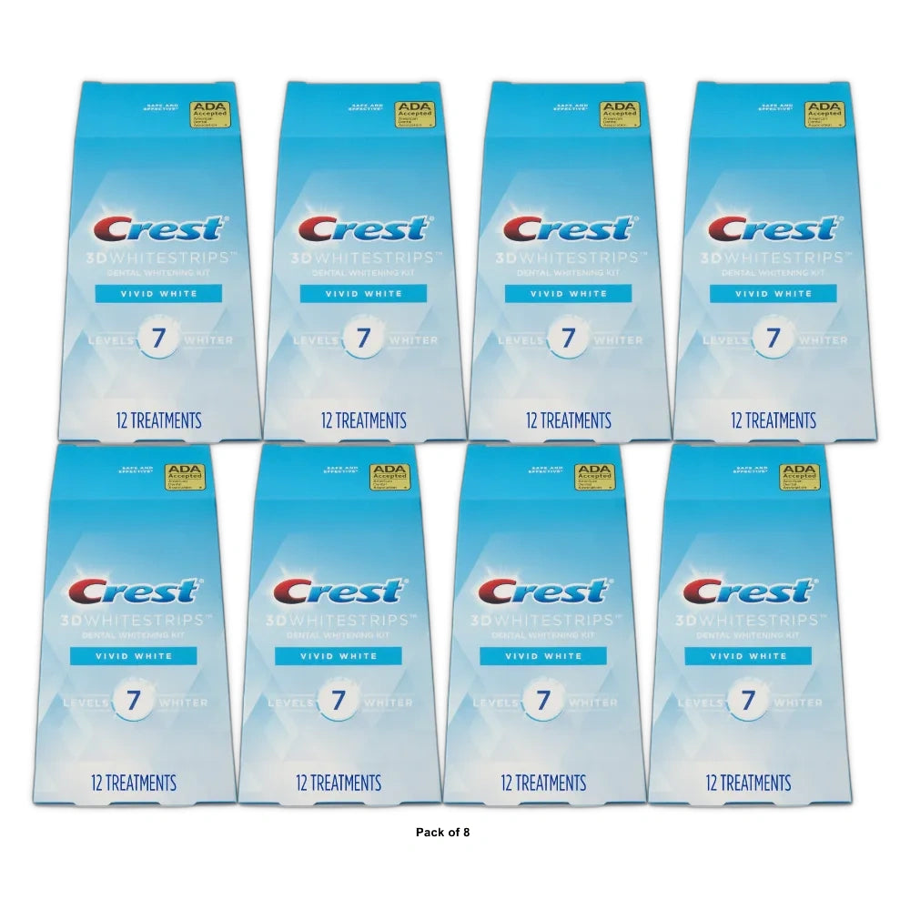 Crest 3D White Whitestrips Classic Vivid Teeth Whitening Kit - 12 Treatments (Pack of 8)