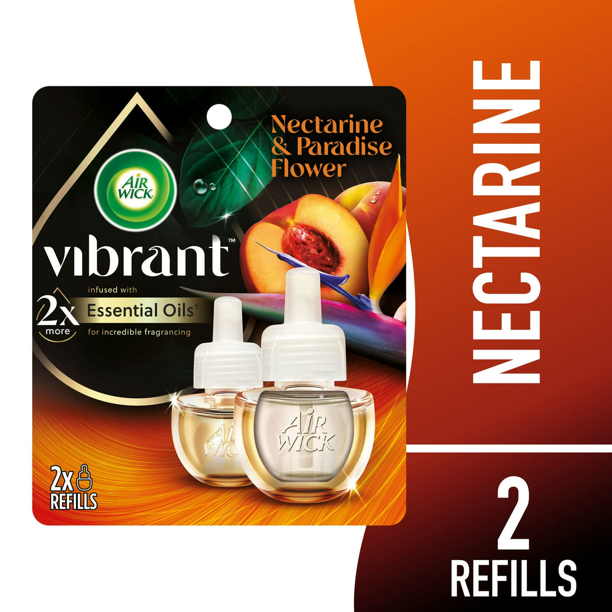 Air Wick Vibrant Plug in Scented Oil Refill Air Freshener Nectarine & Paradise (Pack of 6)