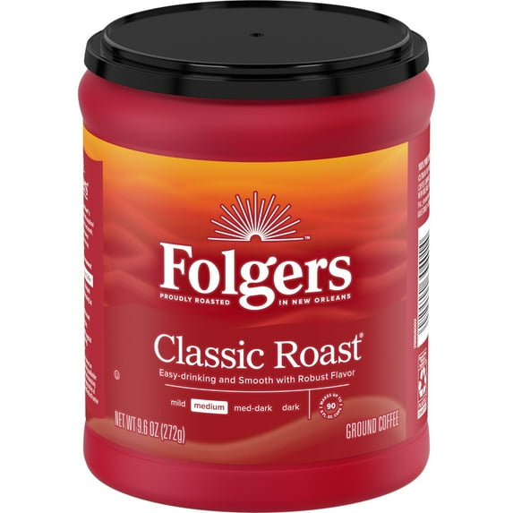 Folgers Classic Medium Roast Ground Coffee - 9.6 oz (Pack of 6)