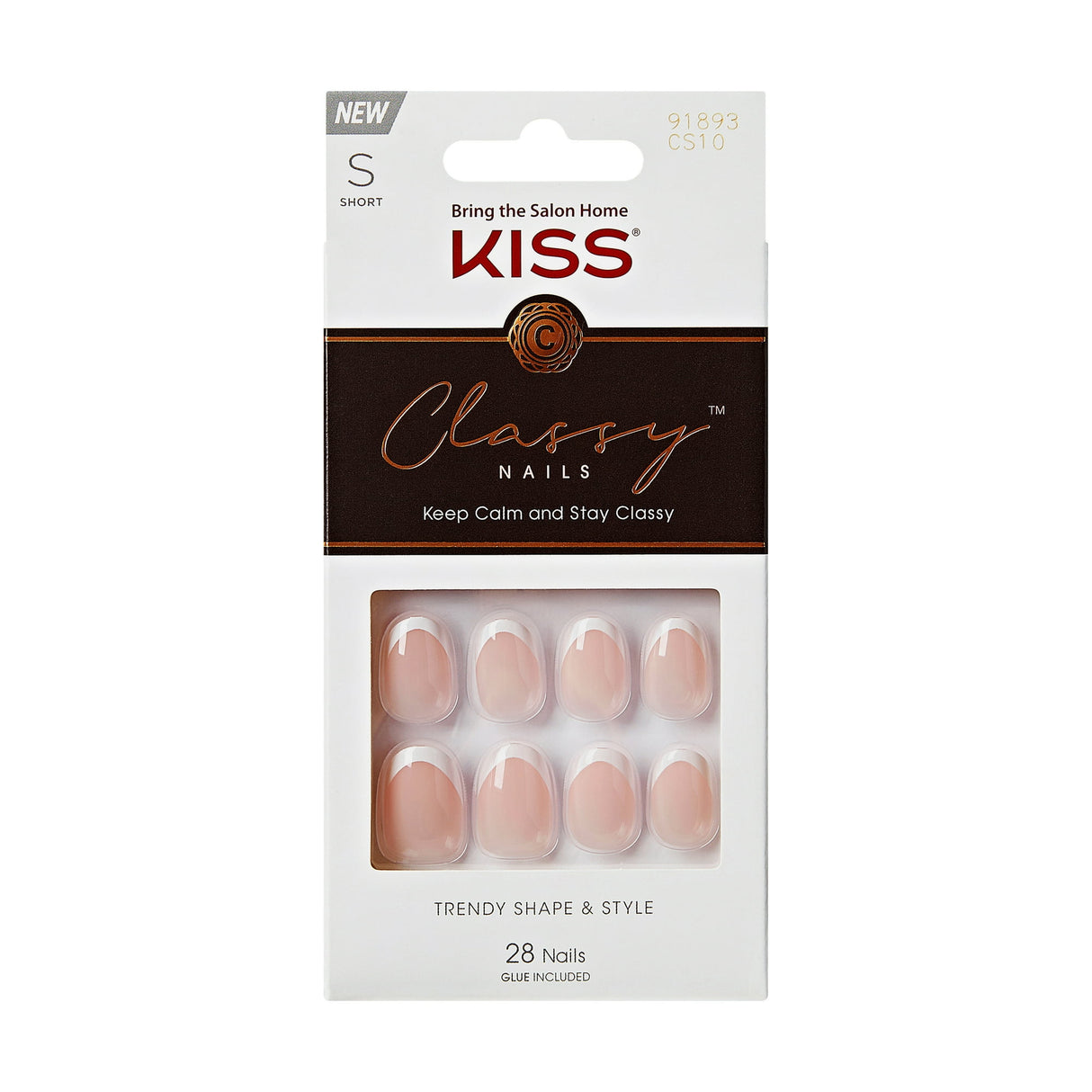 KISS Products Classy French Tip Press-On Fake Nails - Short Oval - Exclusive Only - 28ct (Pack of 36)