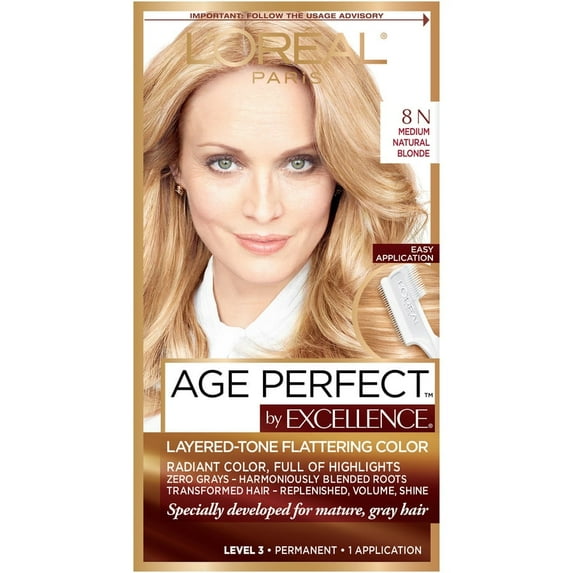 L Oreal Paris Age Perfect Hair Color 8N Medium Natural Blonde Root Cover Up (Pack of 12)
