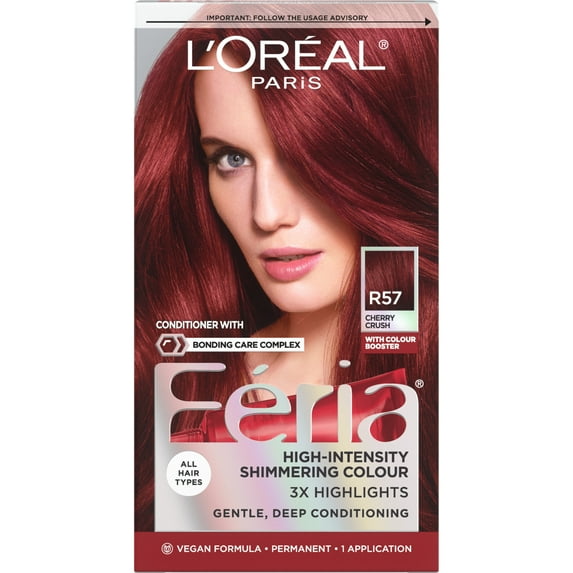 L'Oreal Paris Feria High Intensity Shimmering Color Power Red - R57 Intense M Au (Pack of 12)