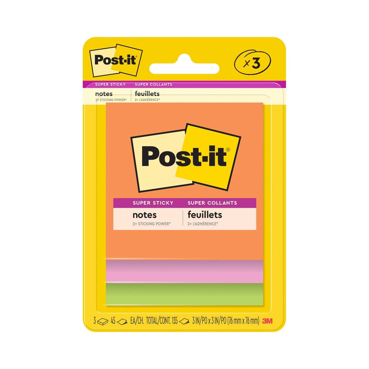 Post-it Super Sticky Notes 3 in x 3 in (Pack of 48)