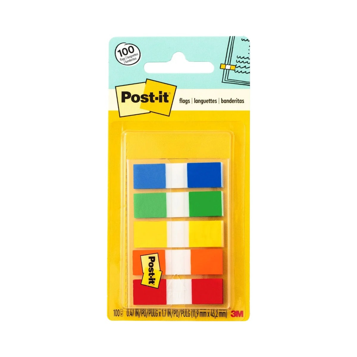 Post-it Flags Assorted Colors 1/2 x 1.75 In (Pack of 24)