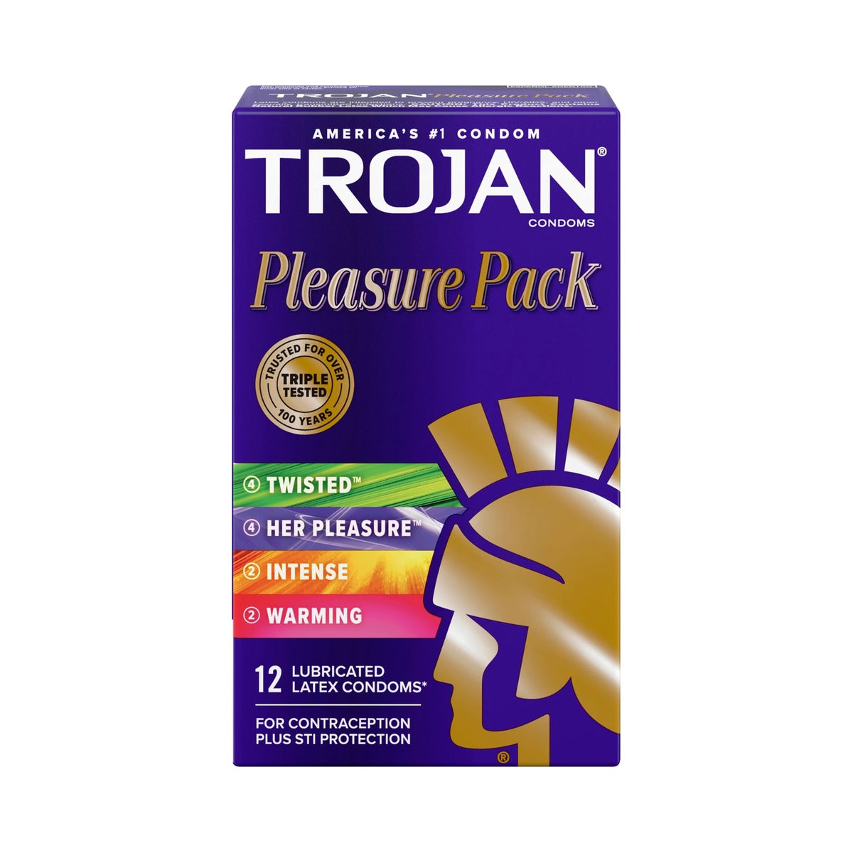 Trojan Pleasure Pack Lubricated Condoms 12 Count (Pack of 48)