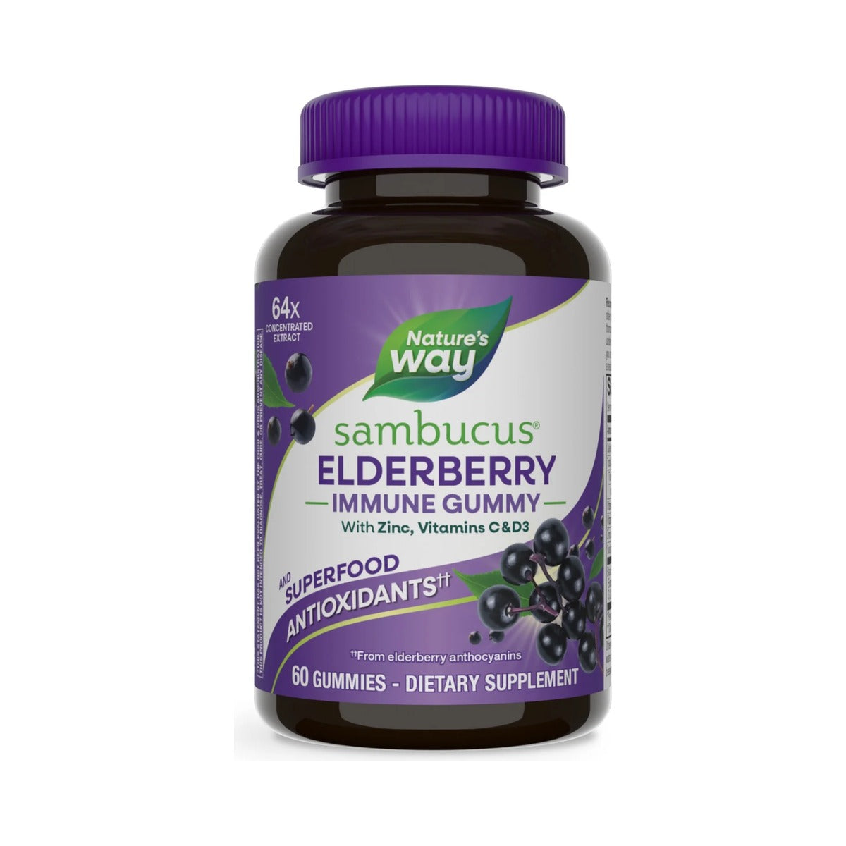 Nature's Way Sambucus Elderberry Gummies 60ct (Pack of 12)