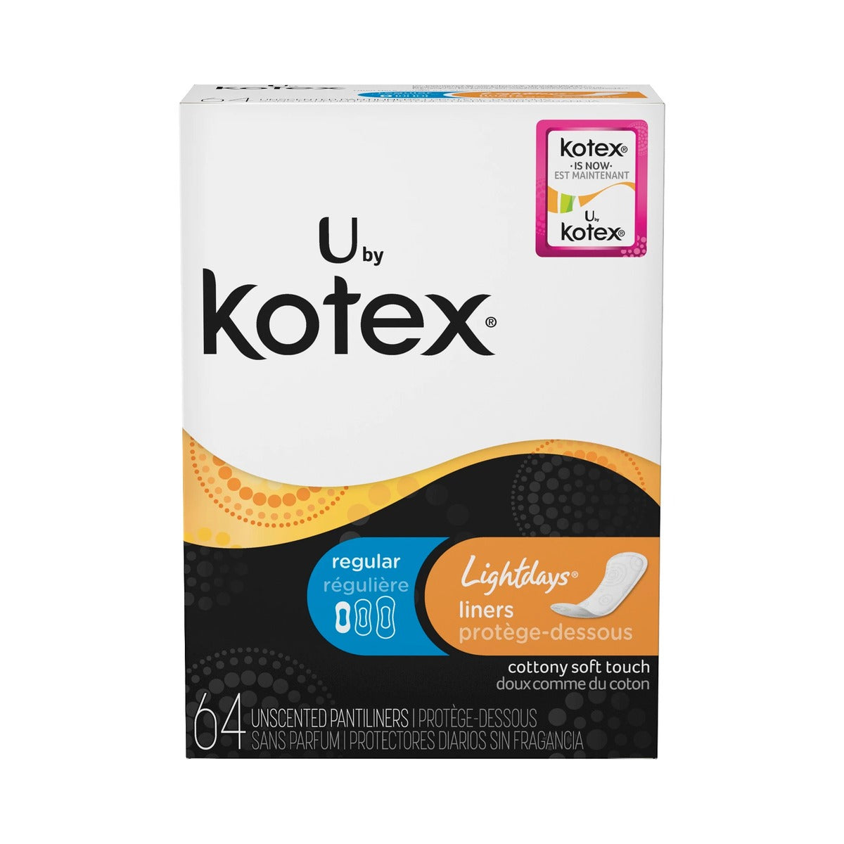 Kotex Clean & Secure Panty Liners Light 64 Count (Pack of 8)