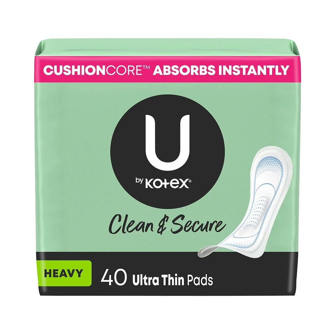 Kotex U Clean & Secure Ultra-Thin Pads 40ct (Pack of 6)