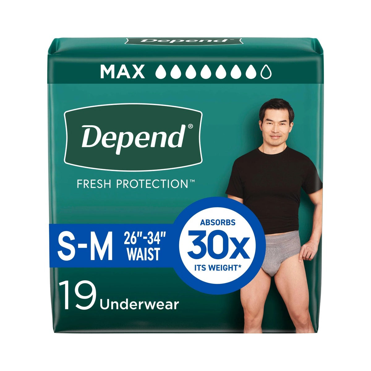 Depend Fresh Protection Men's Incontinence Underwear S/M (Pack of 2) - view 2