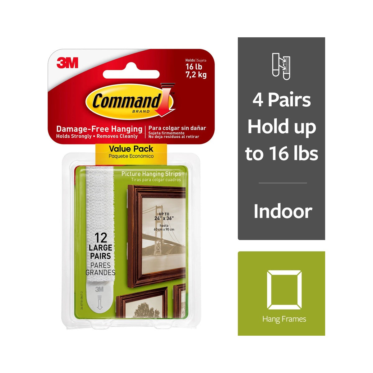 Command Large Picture Hangers 15 lbs (Pack of 24) - view 3