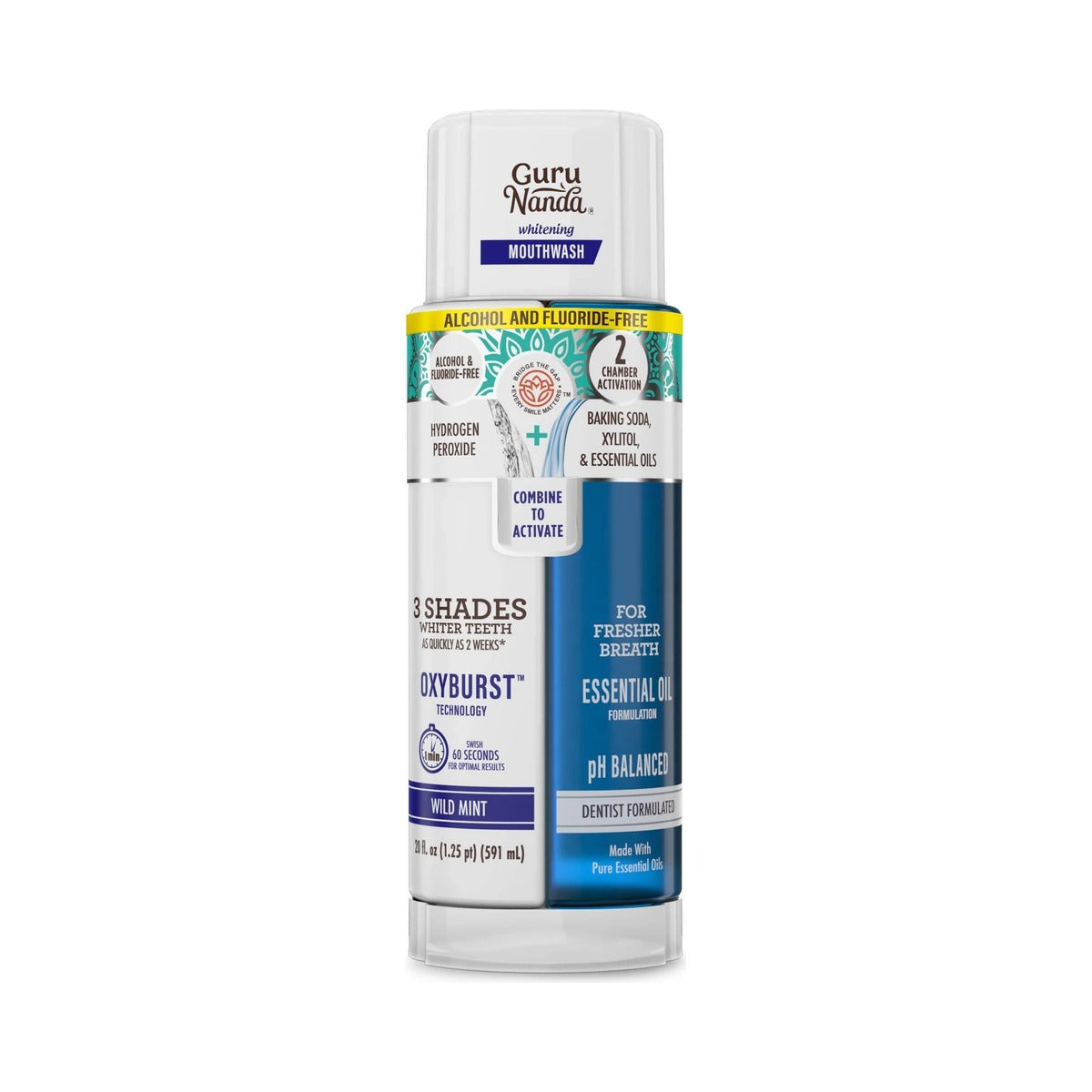 GuruNanda Teeth Whitening Dual Barrel Mouthwash 20 fl oz (Pack of 12) - view 2