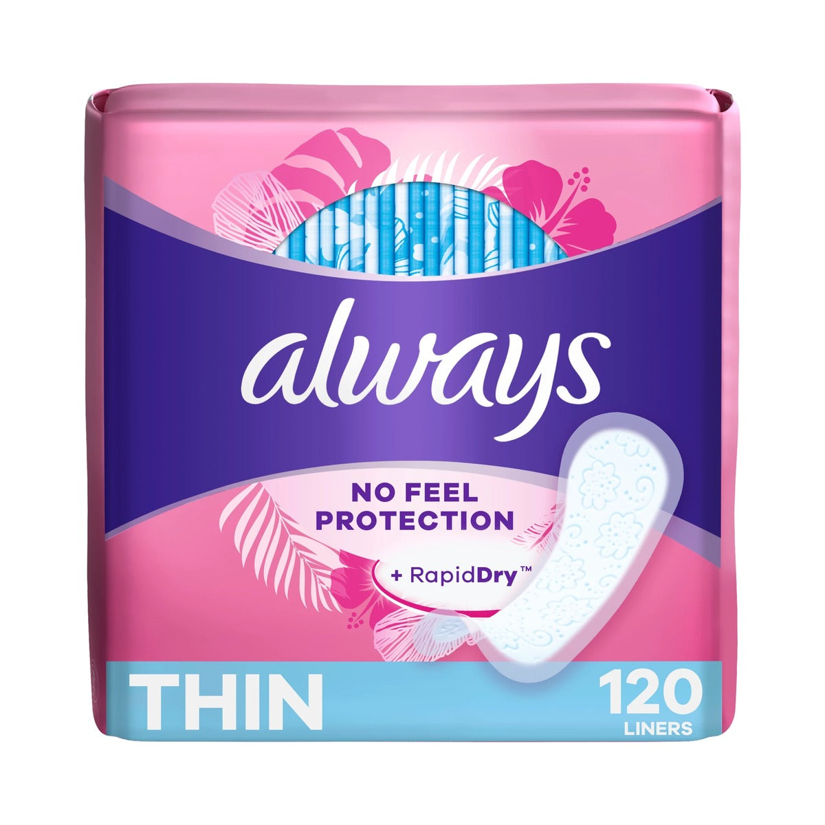 Always Thin No Feel Protection Daily Liners 120 Count (Pack of 6) - view 2