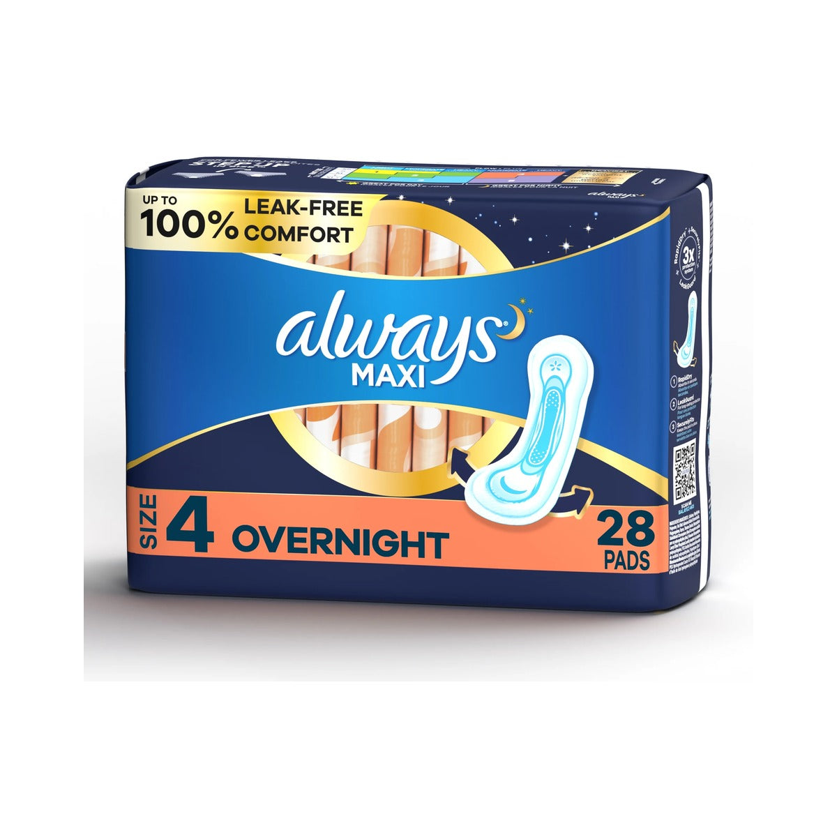 Always Maxi Pads Overnight Unscented 28 Ct (Pack of 6)