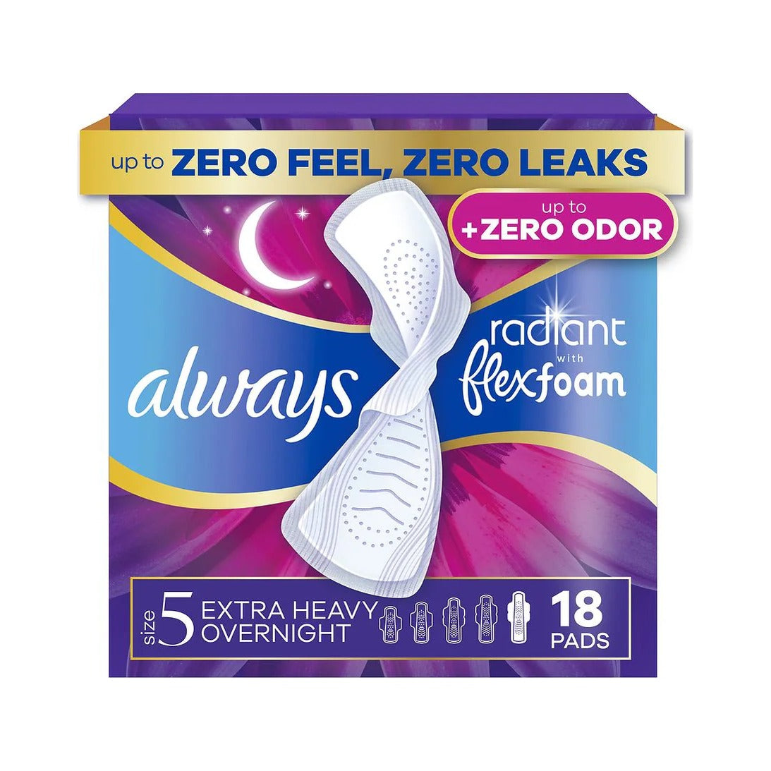 Always Radiant Overnight Pads Extra Heavy with Wings 18ct (Pack of 3) - view 2